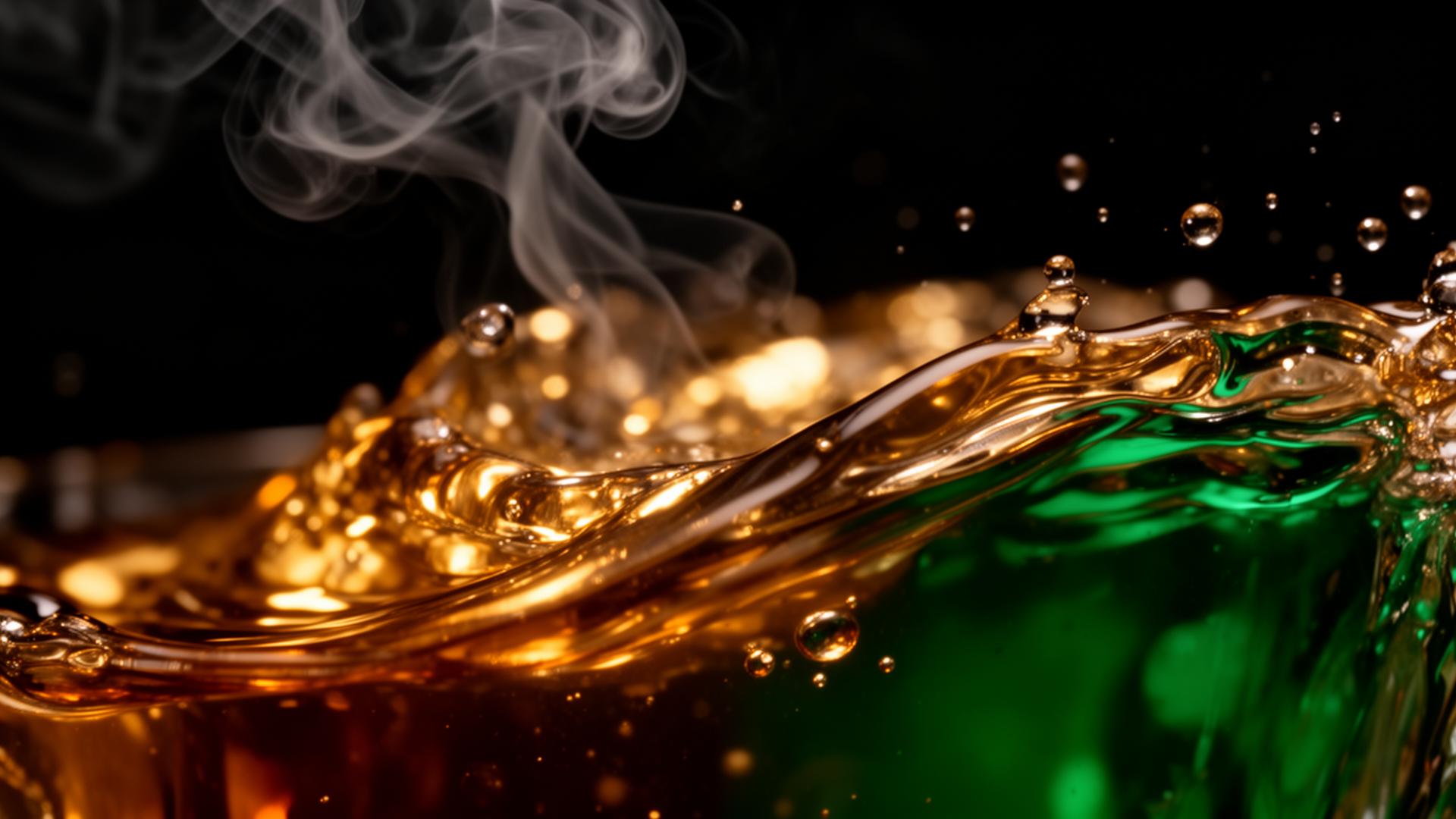 Whiskey and smoke — slow motion